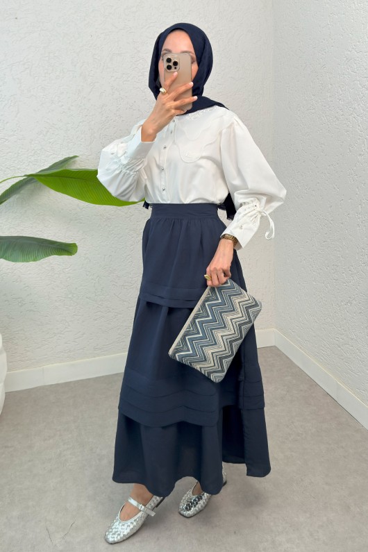 Kat Kat Kloş Etek 2306 - LACİVERT