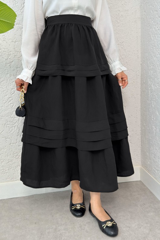 Kat Kat Kloş Etek 2306 - SİYAH