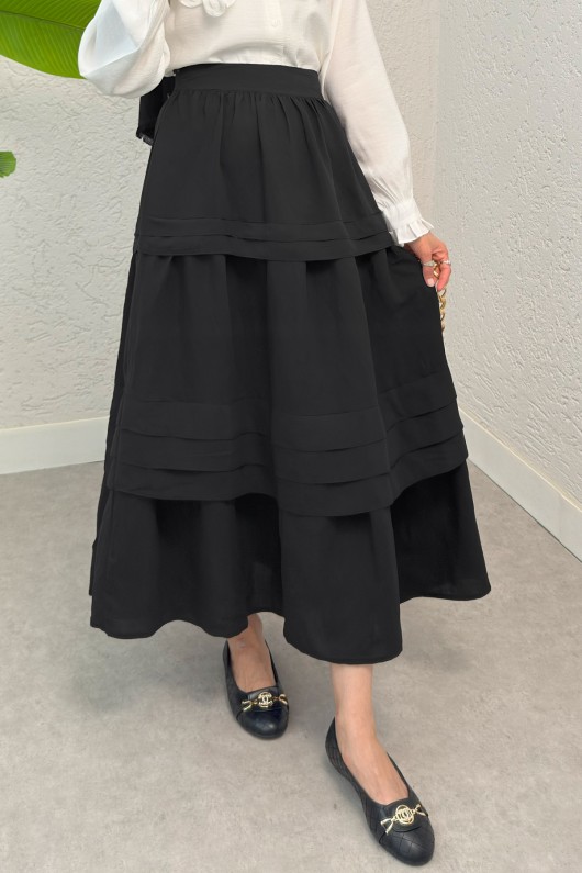 Kat Kat Kloş Etek 2306 - SİYAH