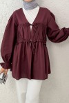 Ön Büzgülü Kimono Tunik 2307 - BORDO