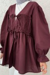 Ön Büzgülü Kimono Tunik 2307 - BORDO