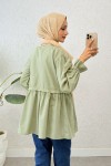 Ön Büzgülü Kimono Tunik 2307 - ÇAĞLA YEŞİLİ Ön Büzgülü Kimono Tunik 2307 - ÇAĞLA YEŞİLİ