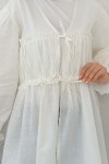 Ön Büzgülü Kimono Tunik 2307 - KREM