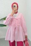 Ön Büzgülü Kimono Tunik 2307 - PEMBE