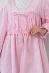 Ön Büzgülü Kimono Tunik 2307 - PEMBE