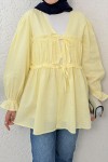 Ön Büzgülü Kimono Tunik 2307 - SARI Ön Büzgülü Kimono Tunik 2307 - SARI
