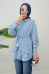 Asimetrik Bağlamalı Tunik 2308 - MAVİ