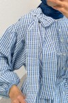 Çizgili Omuz Fiyonklu Tunik 2309 - MAVİ Çizgili Omuz Fiyonklu Tunik 2309 - MAVİ