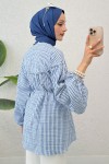 Çizgili Omuz Fiyonklu Tunik 2309 - MAVİ Çizgili Omuz Fiyonklu Tunik 2309 - MAVİ