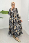 Batik Desen Viscon Elbise 2310 - ANTRASİT Batik Desen Viscon Elbise 2310 - ANTRASİT