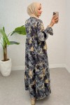 Batik Desen Viscon Elbise 2310 - ANTRASİT Batik Desen Viscon Elbise 2310 - ANTRASİT