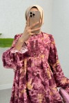 Batik Desen Viscon Elbise 2310 - FUŞYA