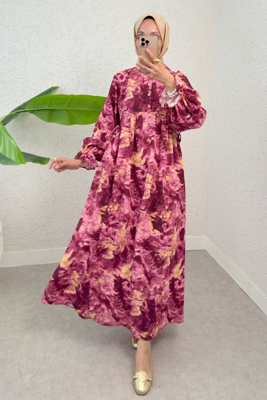 Batik Desen Viscon Elbise 2310 - FUŞYA