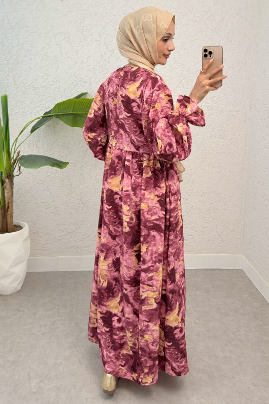 Batik Desen Viscon Elbise 2310 - FUŞYA