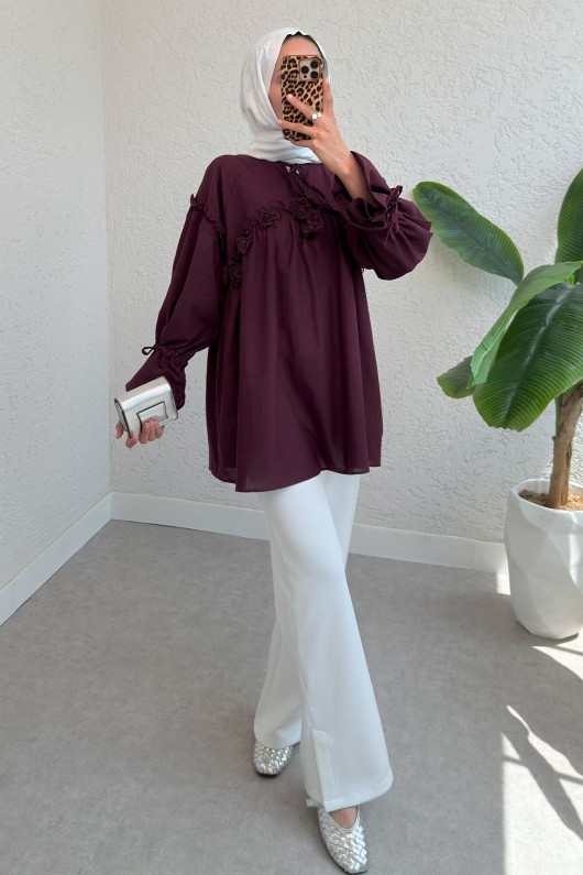 Brode Detaylı Tunik 2311 - BORDO