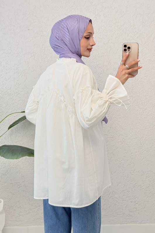 Brode Detaylı Tunik 2311 - KREM