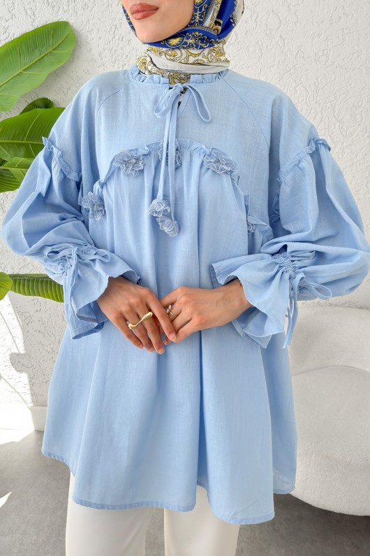 Brode Detaylı Tunik 2311 - MAVİ Brode Detaylı Tunik 2311 - MAVİ