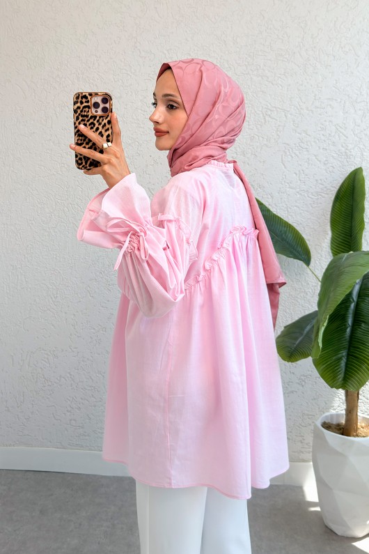 Brode Detaylı Tunik 2311 - PEMBE Brode Detaylı Tunik 2311 - PEMBE