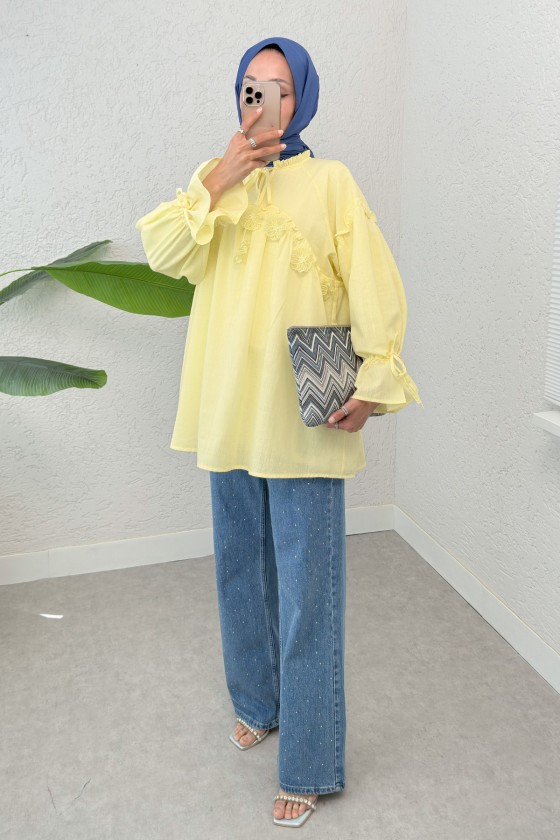 Brode Detaylı Tunik 2311 - SARI