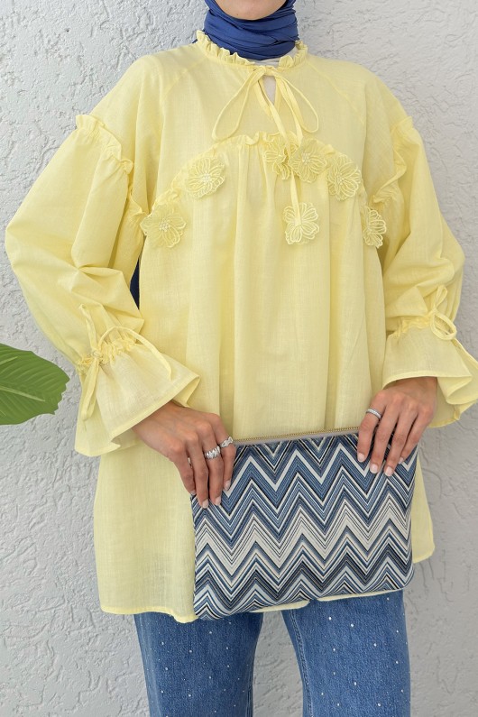 Brode Detaylı Tunik 2311 - SARI Brode Detaylı Tunik 2311 - SARI