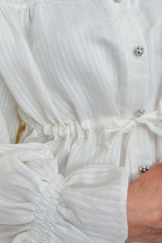 Bel Büzgülü Etek Üstü Gömlek 2312 - BEYAZ