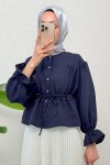Bel Büzgülü Etek Üstü Gömlek 2312 - LACİVERT