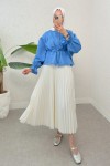 Bel Büzgülü Etek Üstü Gömlek 2312 - MAVİ Bel Büzgülü Etek Üstü Gömlek 2312 - MAVİ