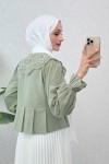 Dantel Yaka Pliseli Gömlek 2313 - MİNT YEŞİLİ