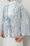 Yırtık Püsküllü Kimono 2314 - GRİ Yırtık Püsküllü Kimono 2314 - GRİ