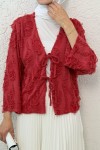 Yırtık Püsküllü Kimono 2314 - KIRMIZI
