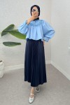 Balon Kol Etek Üstü Bluz 2317 - BEBE MAVİSİ Balon Kol Etek Üstü Bluz 2317 - BEBE MAVİSİ