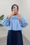 Balon Kol Etek Üstü Bluz 2317 - BEBE MAVİSİ Balon Kol Etek Üstü Bluz 2317 - BEBE MAVİSİ