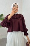 Balon Kol Etek Üstü Bluz 2317 - BORDO