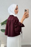Balon Kol Etek Üstü Bluz 2317 - BORDO