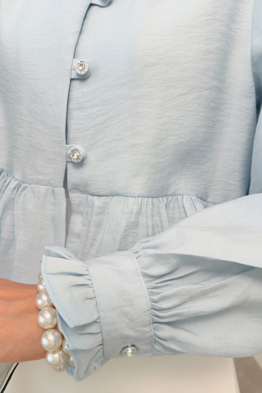 Eteği Fırfırlı Gömlek 2321 - BEBE MAVİSİ