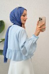 Eteği Fırfırlı Gömlek 2321 - BEBE MAVİSİ
