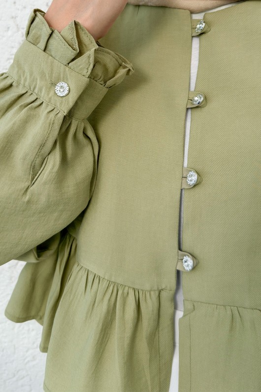 Eteği Fırfırlı Gömlek 2321 - HAKİ Eteği Fırfırlı Gömlek 2321 - HAKİ