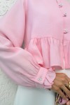 Eteği Fırfırlı Gömlek 2321 - PEMBE