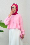 Eteği Fırfırlı Gömlek 2321 - PEMBE