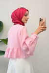 Eteği Fırfırlı Gömlek 2321 - PEMBE
