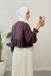 Eteği Fırfırlı Gömlek 2321 - VİŞNE ÇÜRÜĞÜ