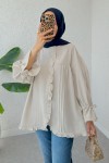 Nervürlü Fırfırlı Tunik 2322 - BEJ