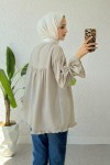 Nervürlü Fırfırlı Tunik 2322 - KOYU TAŞ