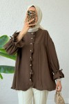 Nervürlü Fırfırlı Tunik 2322 - KAHVERENGİ
