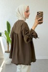Nervürlü Fırfırlı Tunik 2322 - KAHVERENGİ