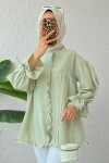 Nervürlü Fırfırlı Tunik 2322 - SU YEŞİLİ