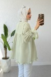 Nervürlü Fırfırlı Tunik 2322 - SU YEŞİLİ
