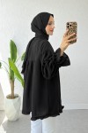 Nervürlü Fırfırlı Tunik 2322 - SİYAH