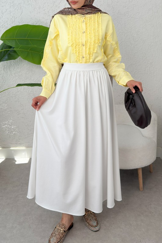 Çan Kesim Kloş Etek 2323 - BEYAZ