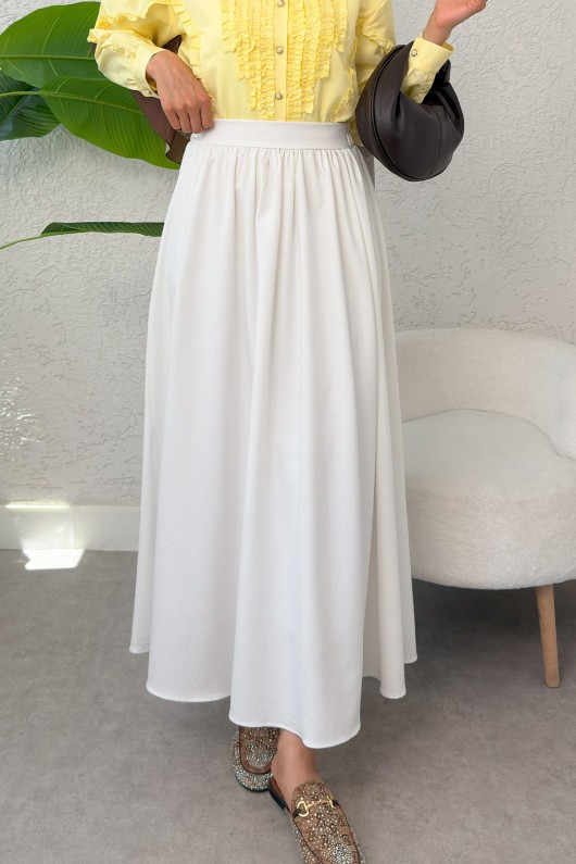 Çan Kesim Kloş Etek 2323 - BEYAZ